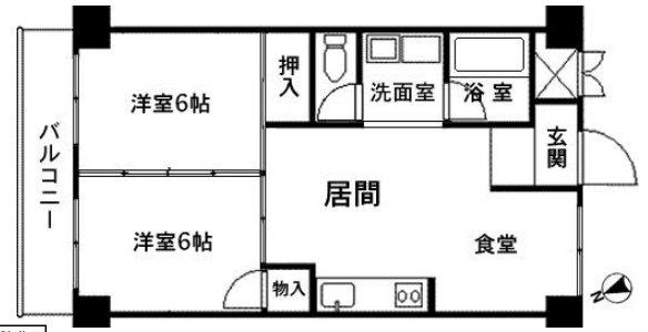 西大道ハイツ(2LDK/2階)の間取り写真