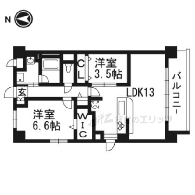 BERRYBLUE高槻(2LDK/1階)の間取り写真