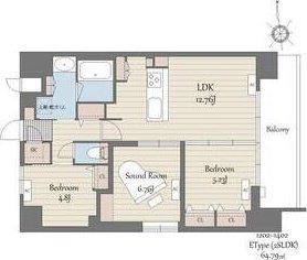 S-RESIDENCE天満橋AR(2SLDK/14階)の間取り写真