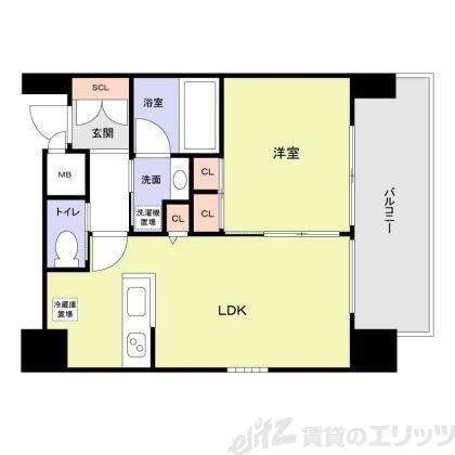 プレジオ天神橋II(1LDK/10階)の間取り写真