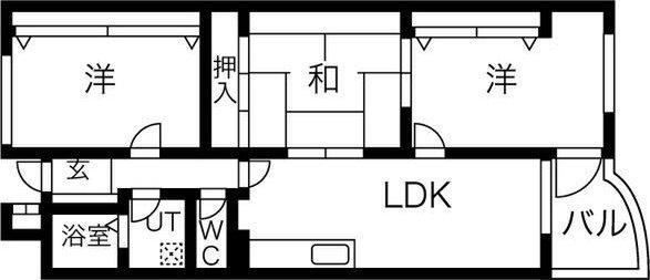 ウイングビュー鮎川(3LDK/3階)の間取り写真