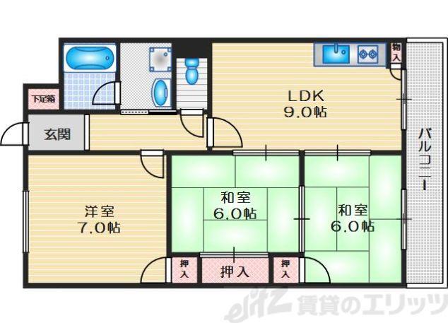 バーンフリート真上(3LDK/2階)の間取り写真