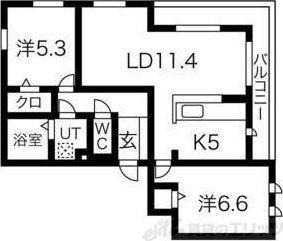 エールデュボヌール(2LDK/3階)の間取り写真