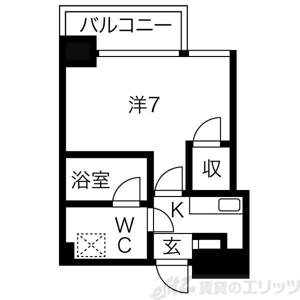 アスール江坂3RD(1K/7階)の間取り写真