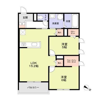 ハイテラス千里山(2LDK/2階)の間取り写真