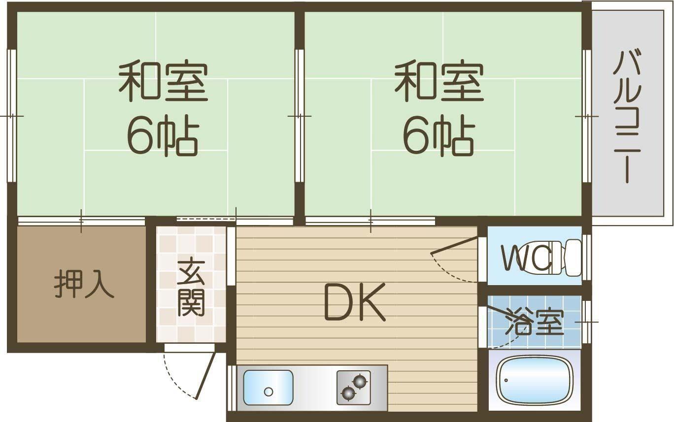 グリーンハイツB棟(2DK/1階)の間取り写真