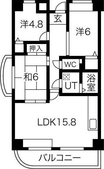 千里オークプライズ(3LDK/4階)の間取り写真