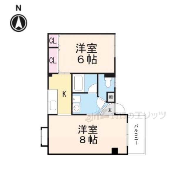 メゾン高槻(1LDK/4階)の間取り写真