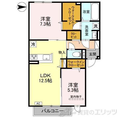 シエル・クレール(2LDK/2階)の間取り写真