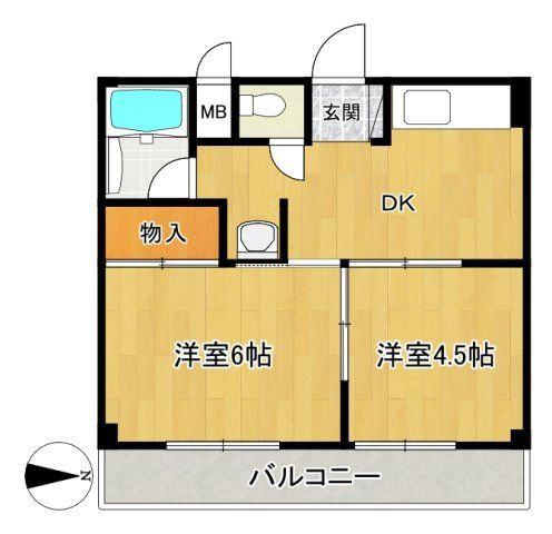 司マンション(2DK/3階)の間取り写真