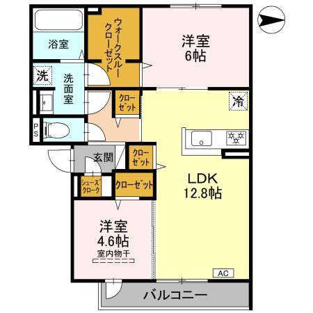 シエル・クレール(2LDK/2階)の間取り写真