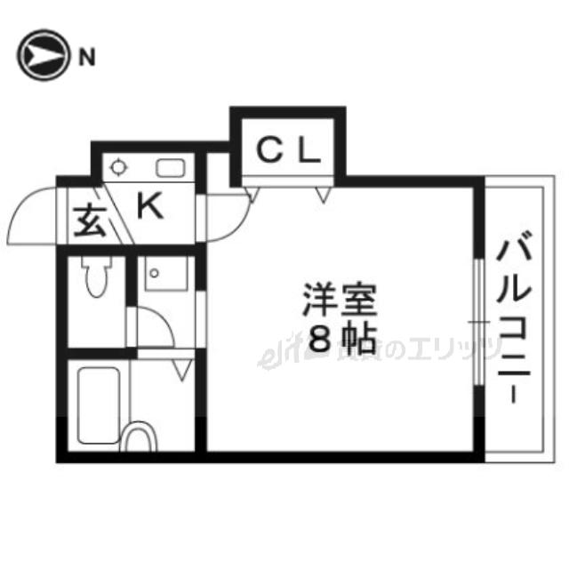 シティハイツ高槻(1K/5階)の間取り写真