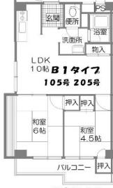 ハイツ西野(2LDK/2階)の間取り写真