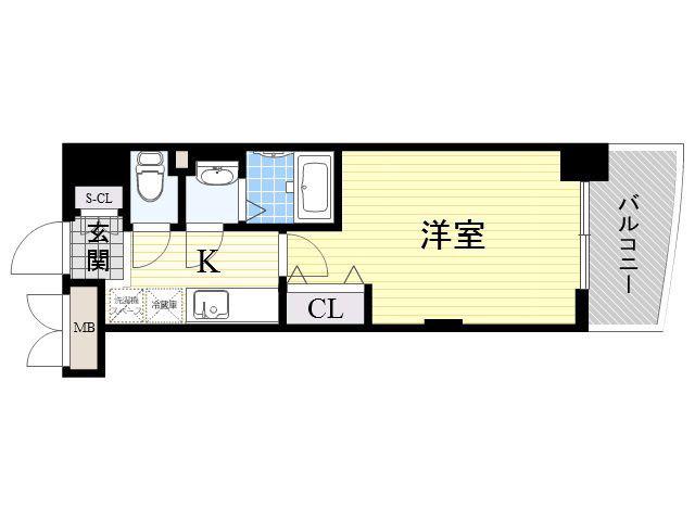LUXE淡路Ⅱ(1K/13階)の間取り写真