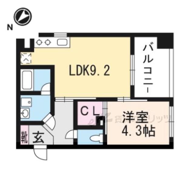 GLUCK芥川(1LDK/3階)の間取り写真
