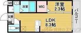 リアコート千里丘1ノース(1LDK/2階)の間取り写真