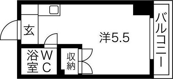 カルム千里山 2(ワンルーム/2階)の間取り写真