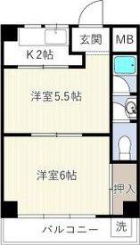 末広ビル(1LDK/3階)の間取り写真