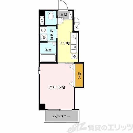 ドミール関大前(1K/1階)の間取り写真