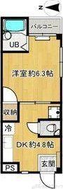 真上ロイヤルハイツ(1DK/1階)の間取り写真