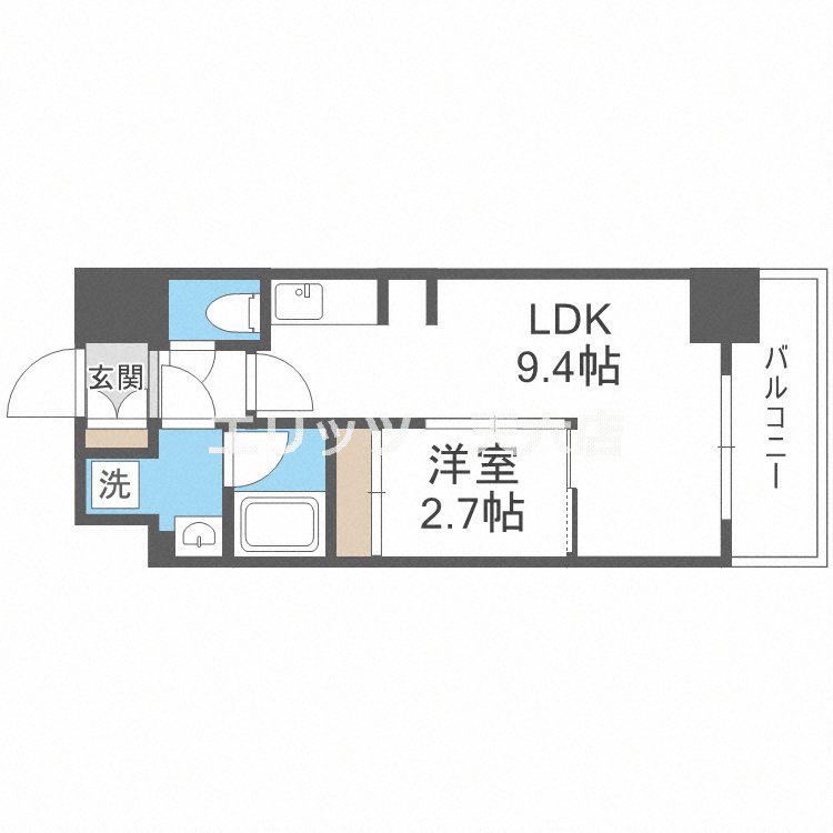 セレーノ南森町(1LDK/12階)の間取り写真
