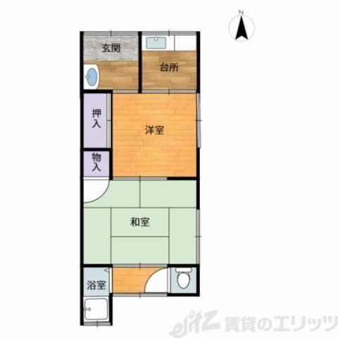 平尾ハイツ(2K/1階)の間取り写真