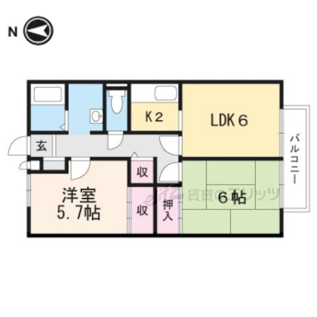グリーンハイツ岸辺(2LDK/1階)の間取り写真