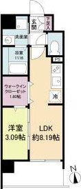 WORVE吹田江坂(1LDK/9階)の間取り写真