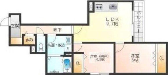HEALING GRACE B棟(2LDK/2階)の間取り写真