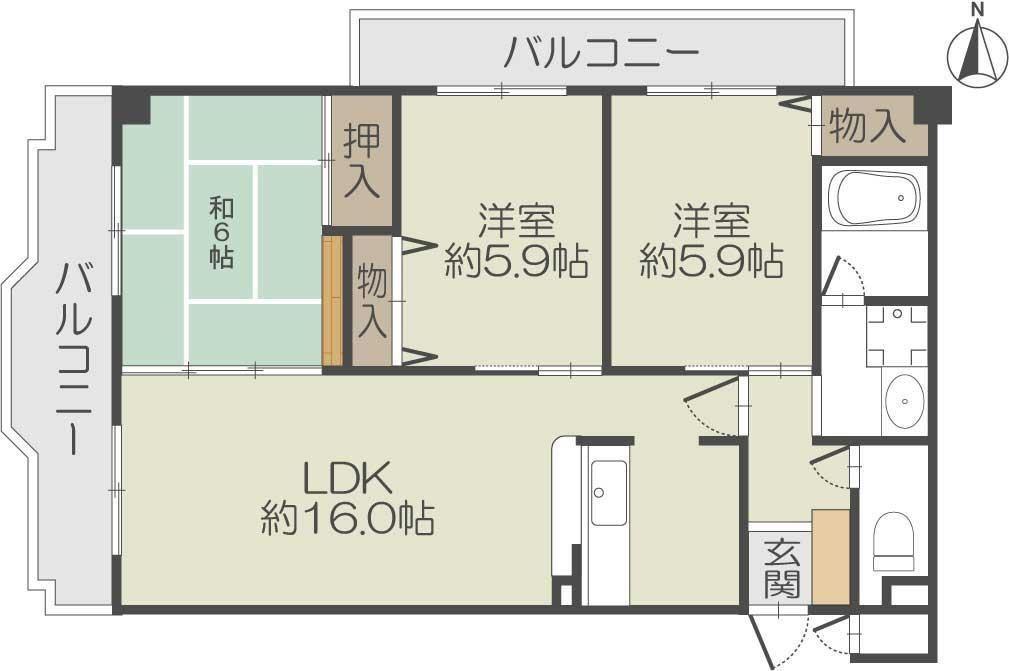 ラフォーレ・ウエスト(3LDK/4階)の間取り写真