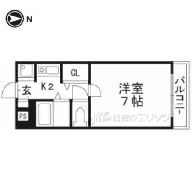 コアシティ如是(1K/2階)の間取り写真