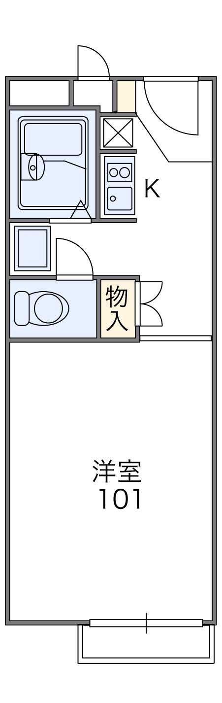 レオパレス春日(1K/1階)の間取り写真