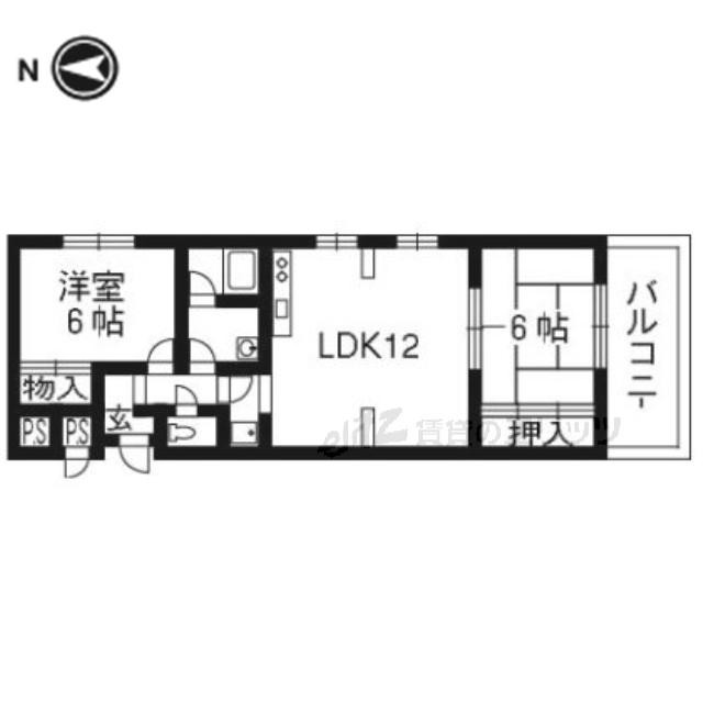 イーストコート沢良宜(2LDK/1階)の間取り写真