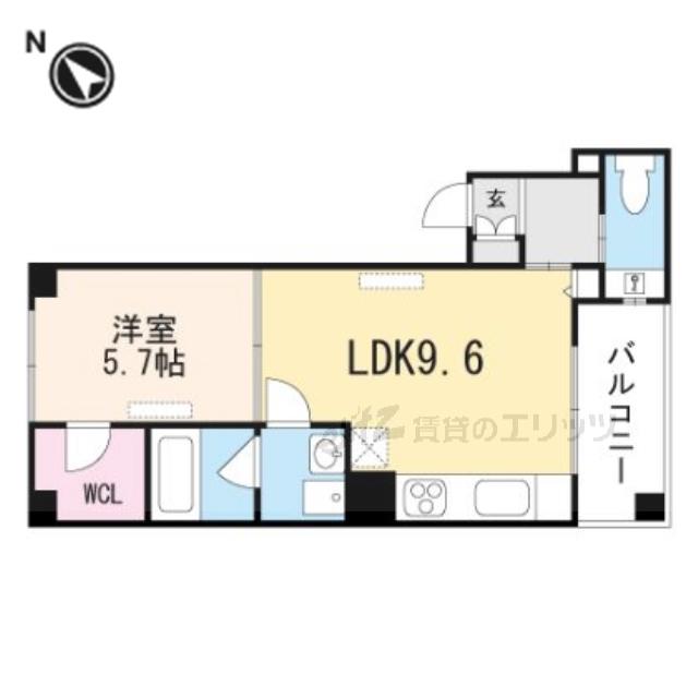 ベルフール吹田(1LDK/3階)の間取り写真