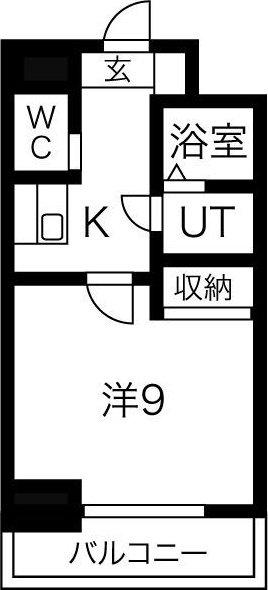 エストーネ江坂(1K/9階)の間取り写真