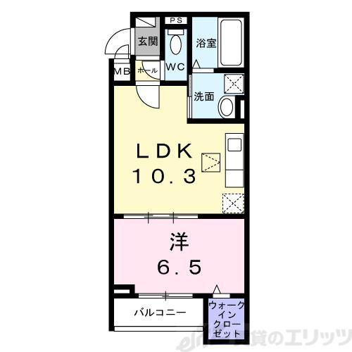 カーサモデルノ南摂津(1LDK/3階)の間取り写真