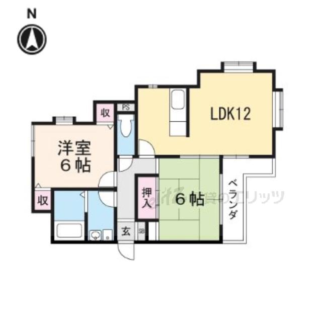 コルベーユ古曽部(2LDK/1階)の間取り写真