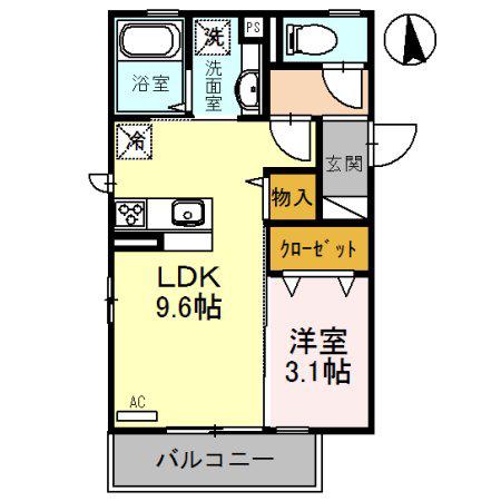 NEO大東(1LDK/2階)の間取り写真