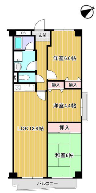 ラフィーネ高塚(3LDK/1階)の間取り写真