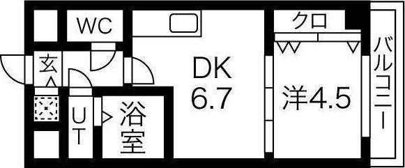 ONE ROOF FLAT FUKUSHIMA(1DK/8階)の間取り写真