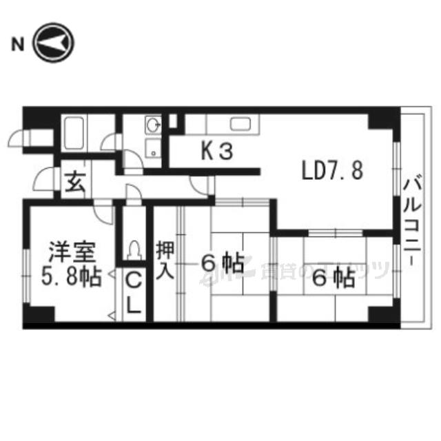 グレイスミシマ(3LDK/4階)の間取り写真