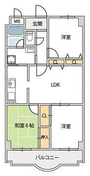 パークサイド三木第2(3LDK/4階)の間取り写真