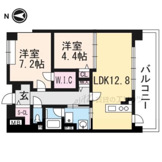 カンタービレ上牧(2LDK/3階)の間取り写真