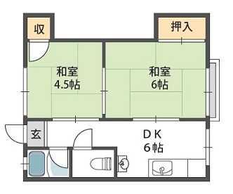 ビスタ岸部ハイツA(2DK/2階)の間取り写真