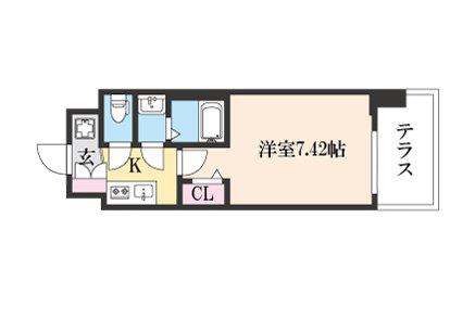 ロイス茨木奈良町(1K/1階)の間取り写真
