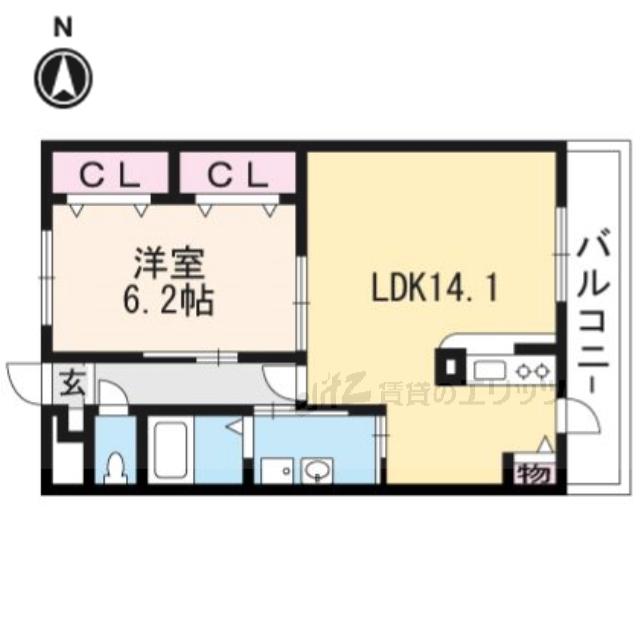 アンプルールフェールオロール(1LDK/2階)の間取り写真