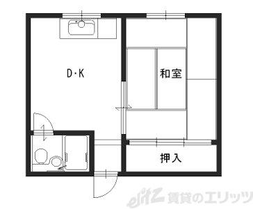 暁荘(1DK/1階)の間取り写真