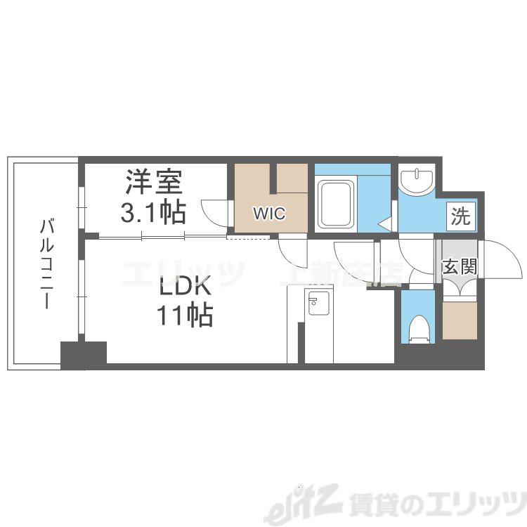 リヴェント福島野田(1LDK/4階)の間取り写真