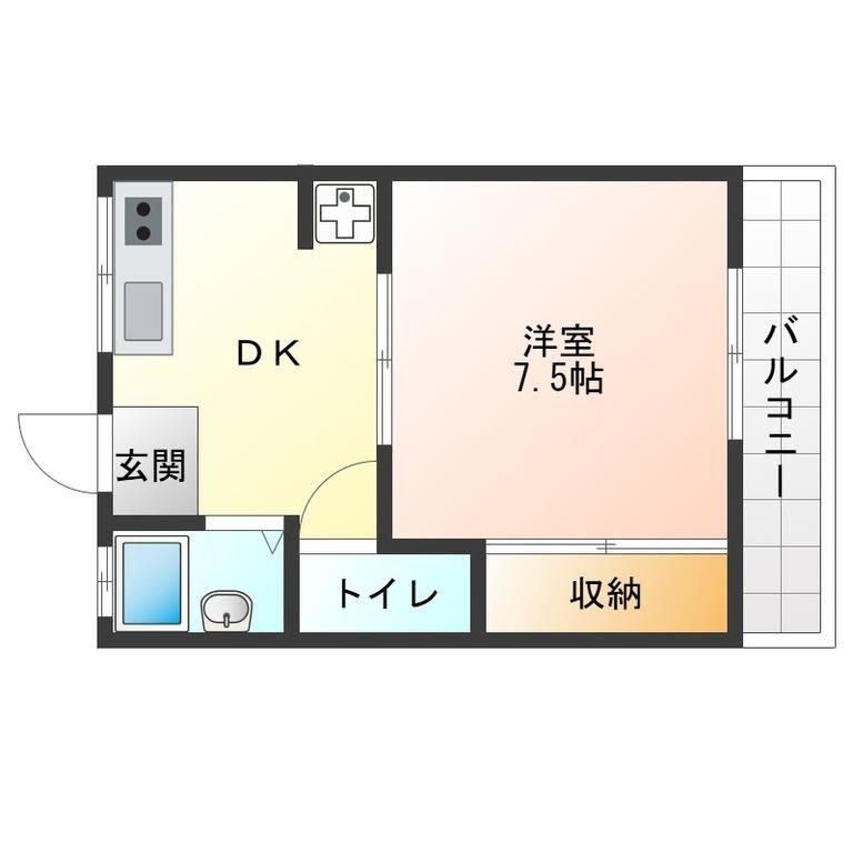 小川マンション(1DK/3階)の間取り写真
