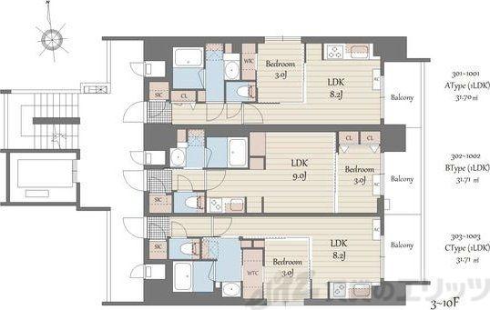 S-RESIDENCE天満橋AR(1LDK/8階)の間取り写真